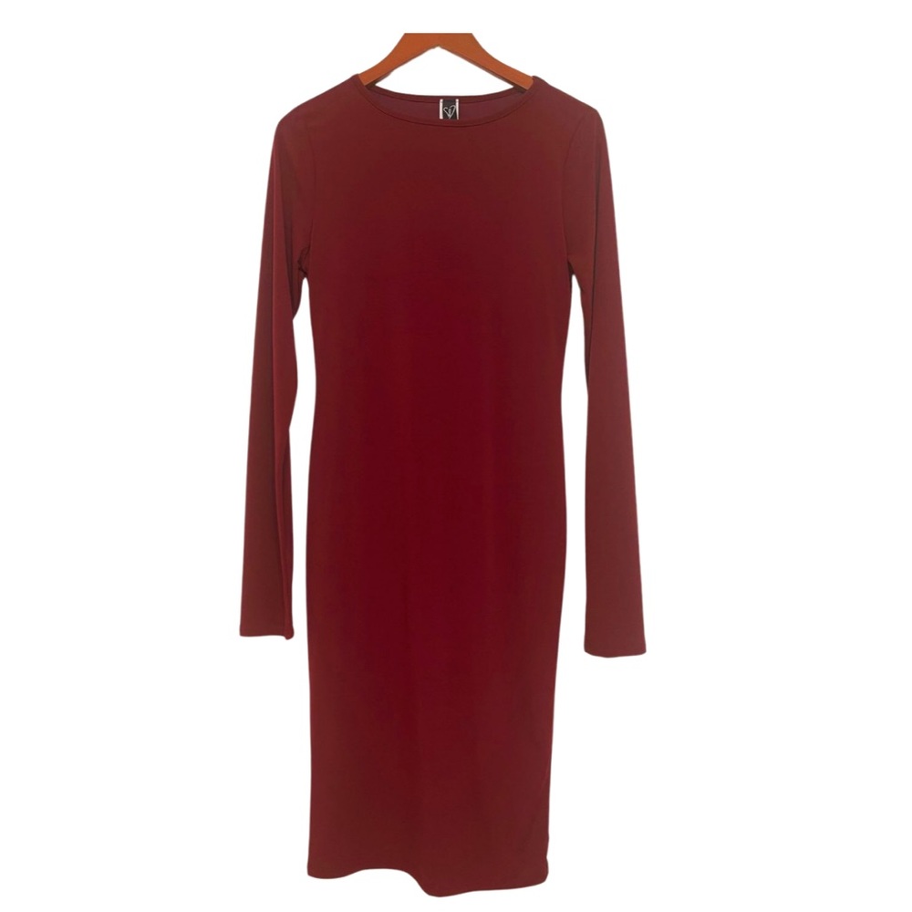 Windsor Burgundy Long Sleeve Midi Dress